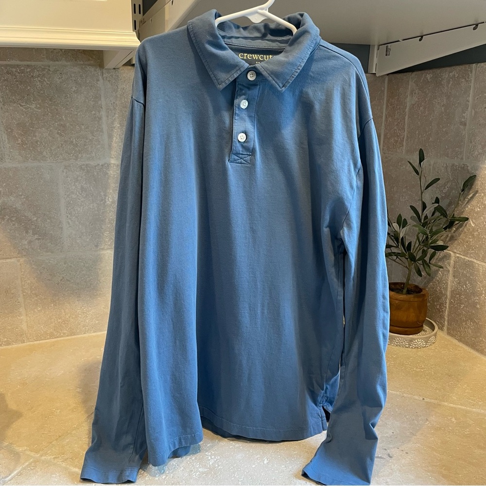 Crewcuts Long Sleeve Blue Polo Shirt, Size 14
